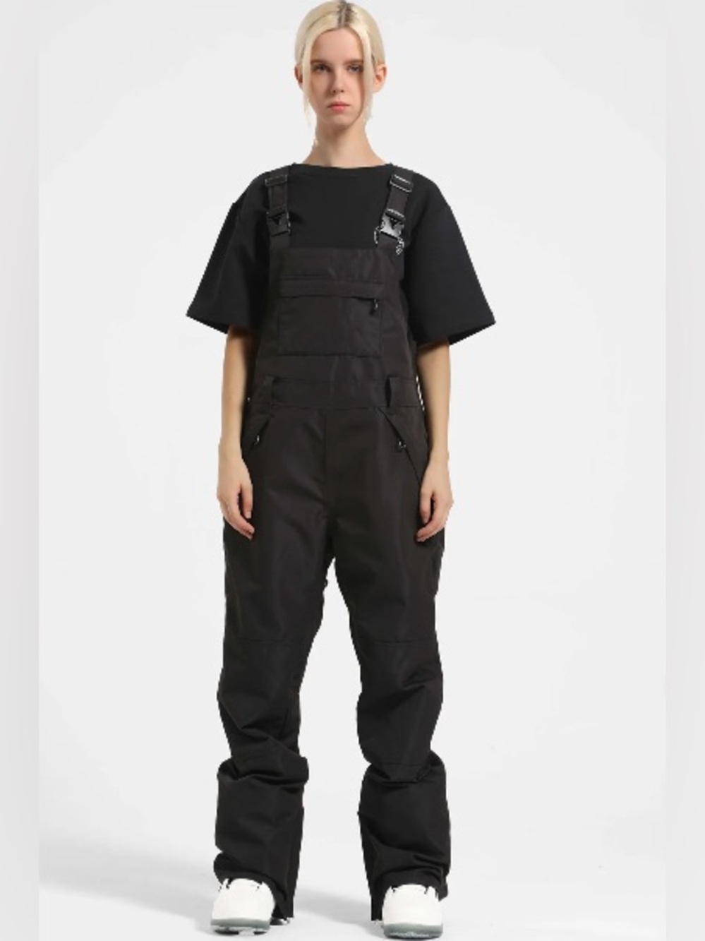 GSou Snow Black Ski Bib Pants Overalls Women's Size XS Waterproof, Like New